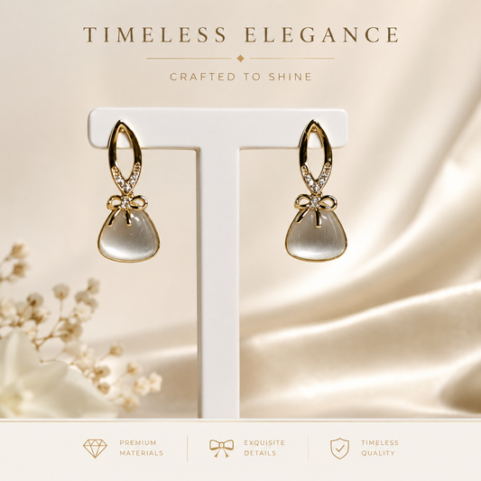 Elegant Bow Pearl Drop Earrings