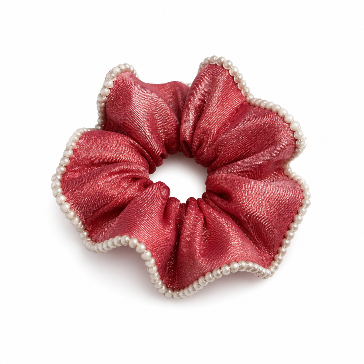 Pearl Trim Scrunchies Set