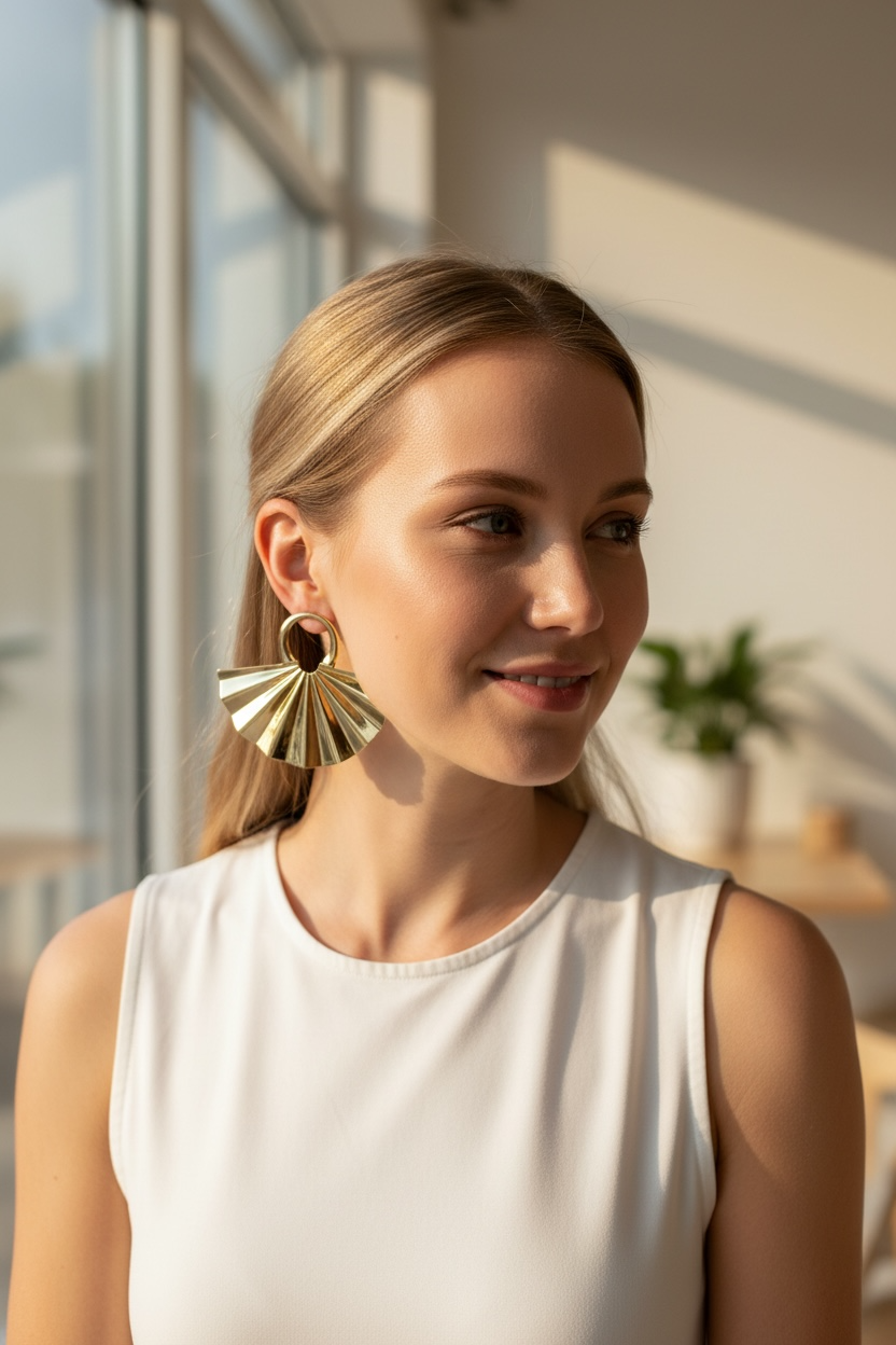 Aurora Fan Gold Earrings