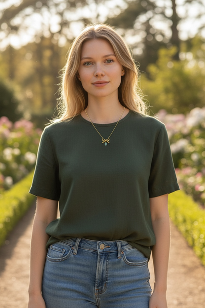 Golden Bow Charm Necklace