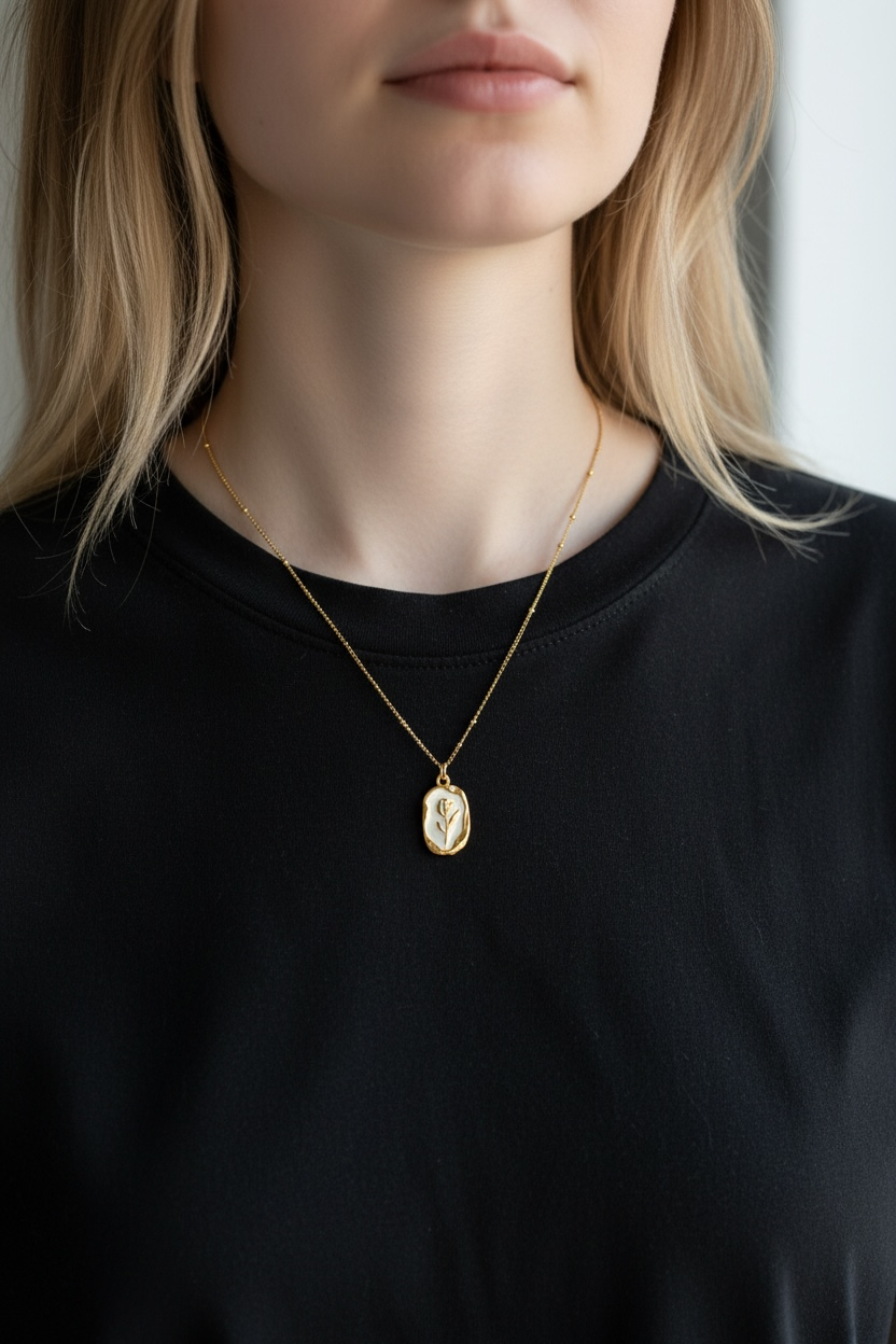 Gold Rose Medallion Necklace | Waterproof Minimal Jewellery Australia