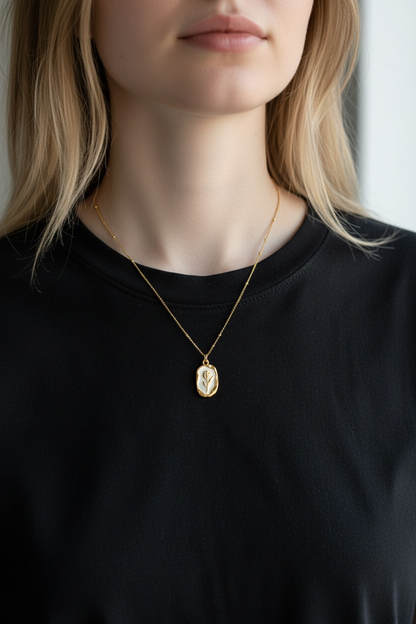 Gold Rose Medallion Necklace | Waterproof Minimal Jewellery Australia